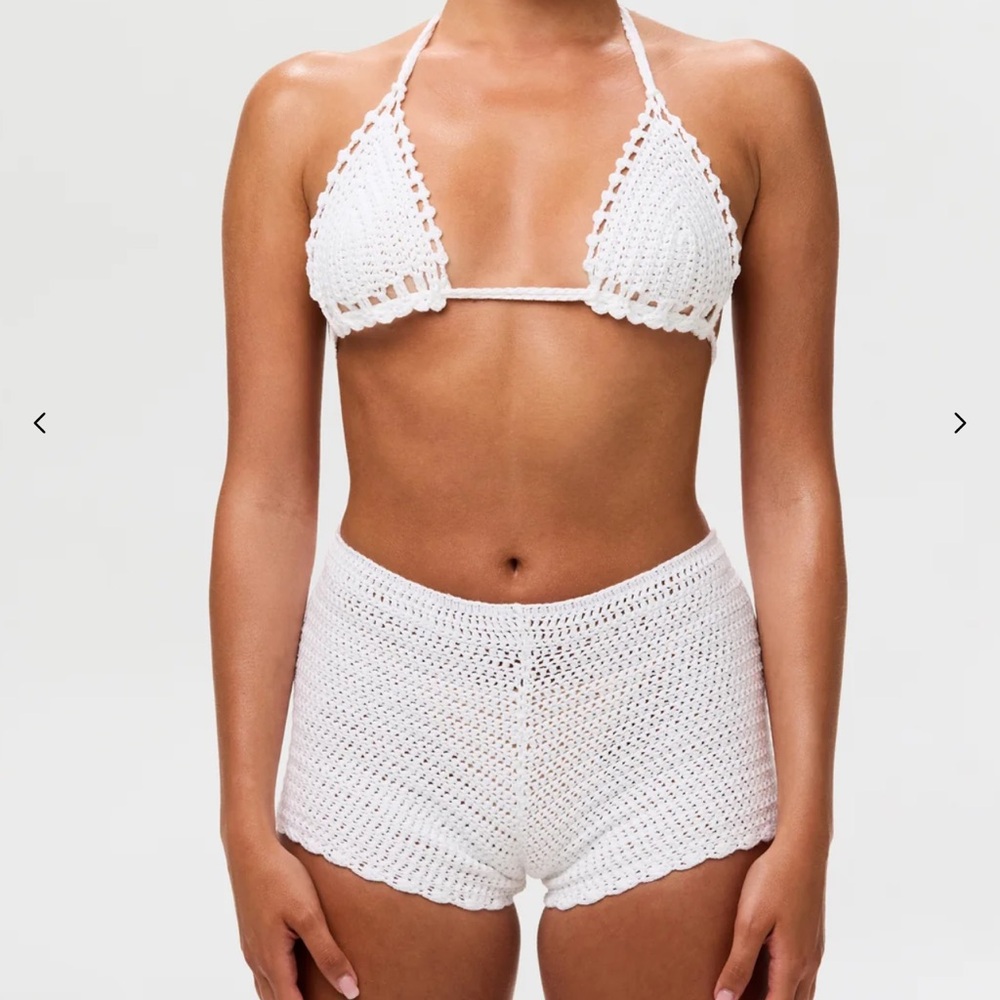 naked wardrobe White Crochet Halter Bikini Top